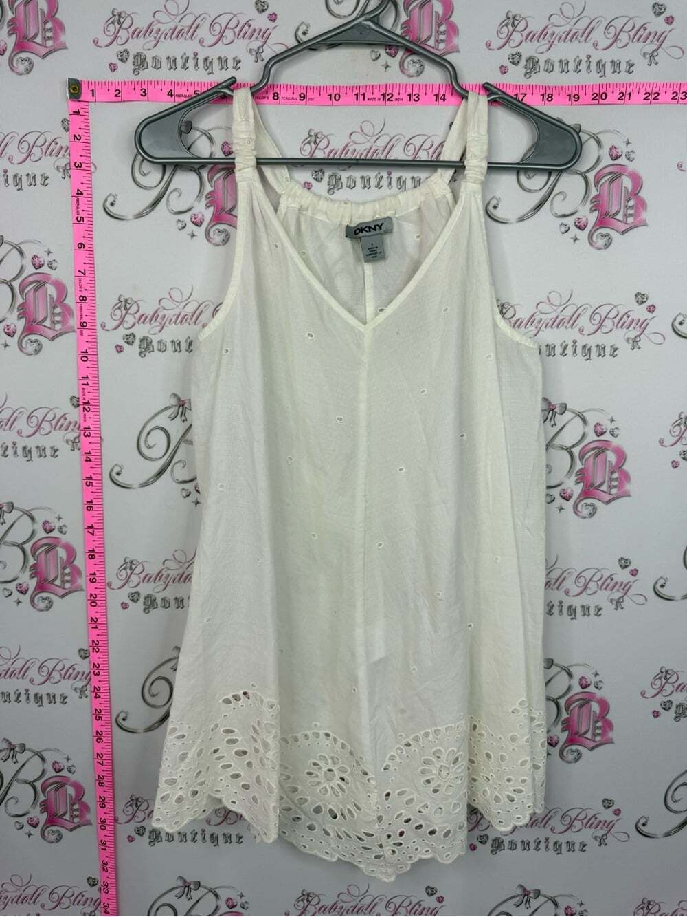 DKNY tank top Cream Eyelet-Trim Sleeveless V-Neck Camisole